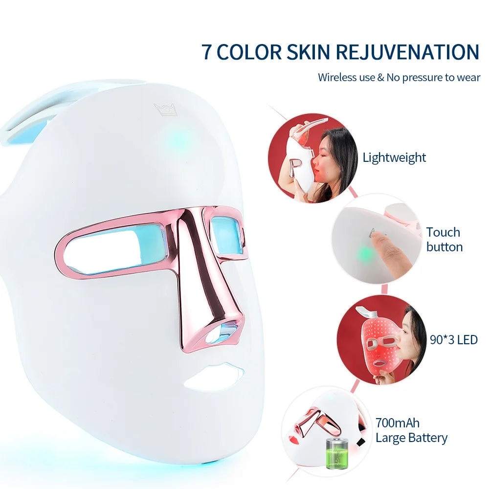 Wireless 7 Colors Face LED Mask Photon Facal Beauty Mask