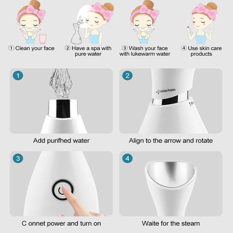 Nano Ionic Mist Face Steamer Women Home Beauty Facial Sprayer Machine Electric Professional Spa Mist Ionic Deep Cleansing