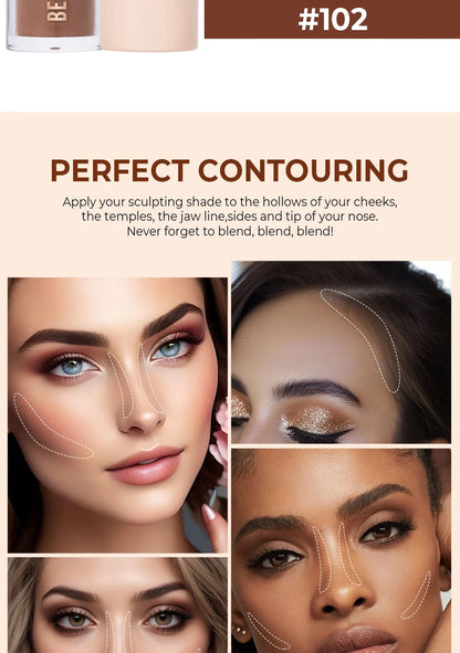 Beauty Glazed Cream Contour with Natural Shadow Effect Long-Lasting Matte Finish Waterproof Foundation Cream for Quick Coverage