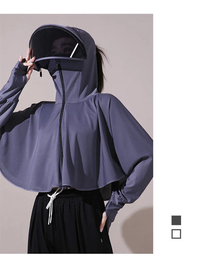 Sun Protection Clothes For Women 2025 New Summer Thin Ice Silk Breathable Bicycle Bike Protection Clothes With Cap UV Protection