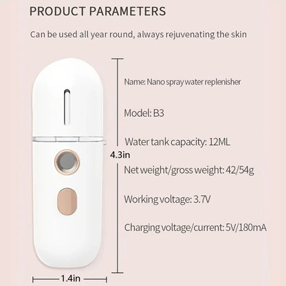 Mini Portable Wireless Cold Mist Facial Steam Spray