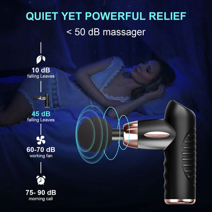 Mini Massage Gun, Muscle Massager Portable with 6 Speeds Handheld Massager with USB C Charging Port Massage Gun,4 Massage Heads