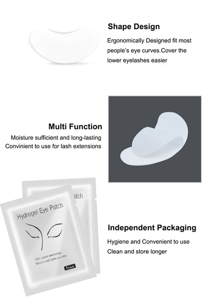 50 Pairs Eyelash Extension Patch Hydrogel Patches Gel Pad Makeup Lash Lift Tools Under Eye Patch Pads for Eyelash Extension
