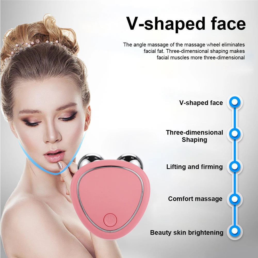 EMS Facial Massager Microcurrent Face Lifting Machine Anti Wrinkle Roller Skin Tightening Rejuvenation Beauty Charging Facial