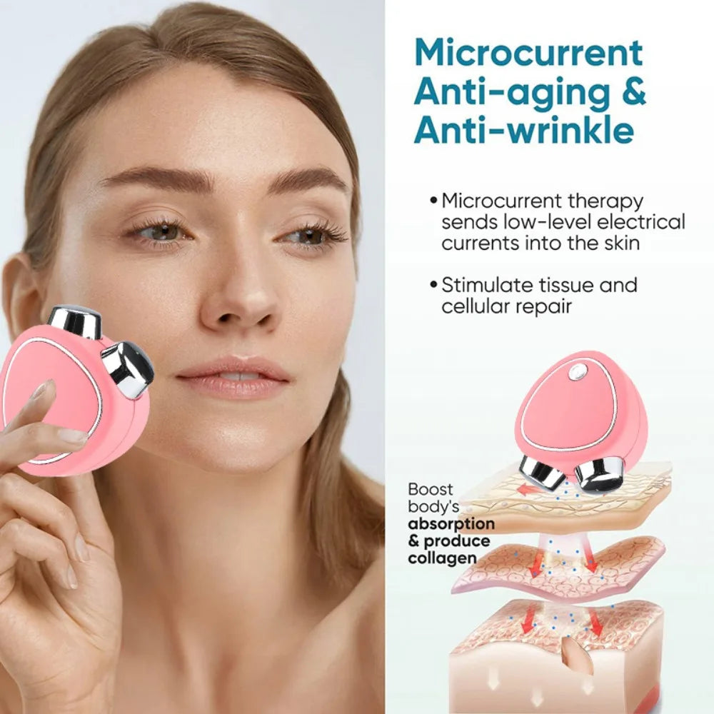 EMS Face Lifting Device Facial Microcurrent Roller Massage Sonic Vibration Skin Tightening Rejuvenation Anti Wrinkle Beauty Care