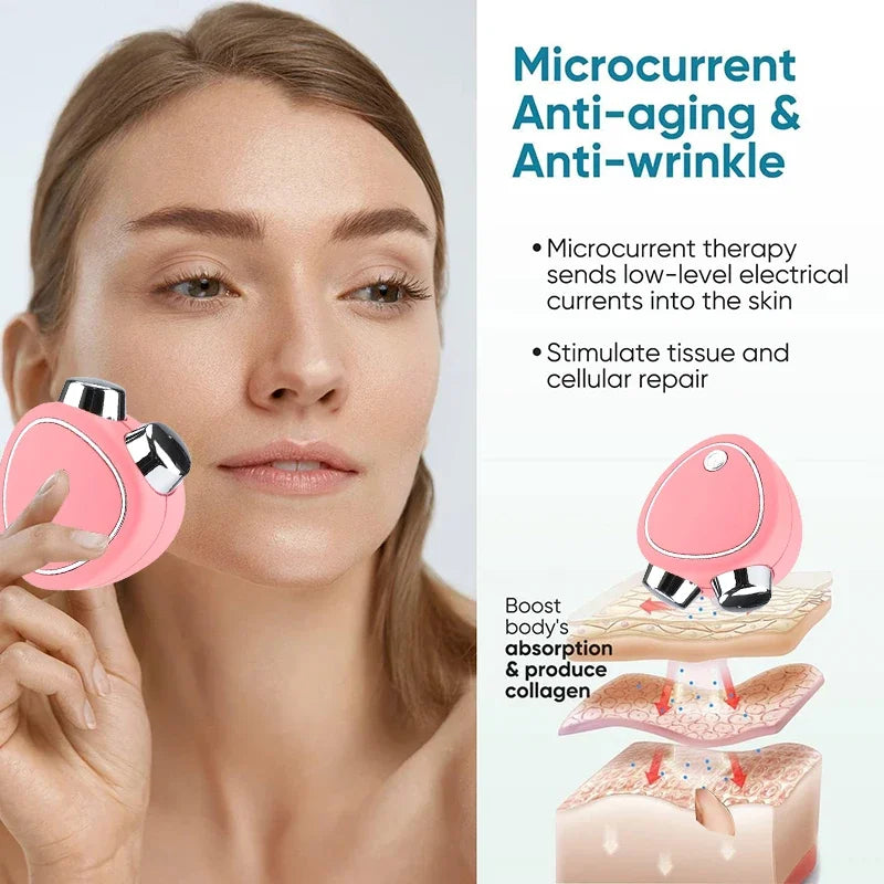 EMS Face Lifting Device Facial Microcurrent Roller Massage Sonic Vibration Skin Tightening Rejuvenation Anti Wrinkle Beauty Care