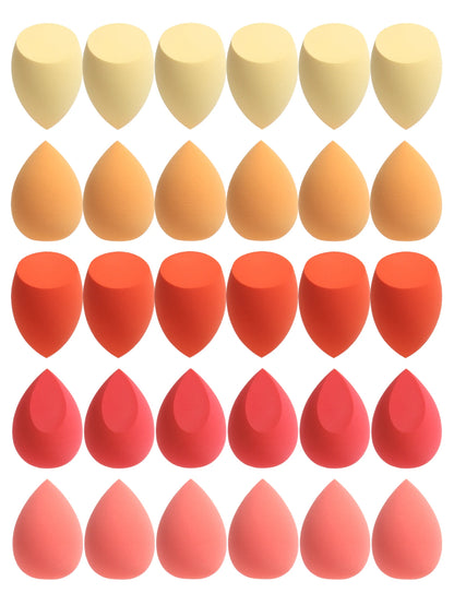 30 Beauty Eggs (Makeup Sponges) Foundation Make-Up Mixed Beauty Sponge, Liquid, Cream and Powder Without Blemish, Multi-Color C