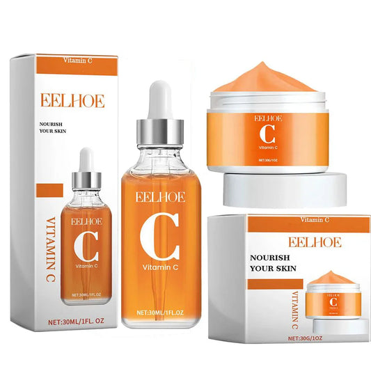 Vitamin C Serum & Vitamin C Cream for Face, Daily Moisturizing Series Hydrate & Plump Skin Care Brightening Serum Even Skin Tone