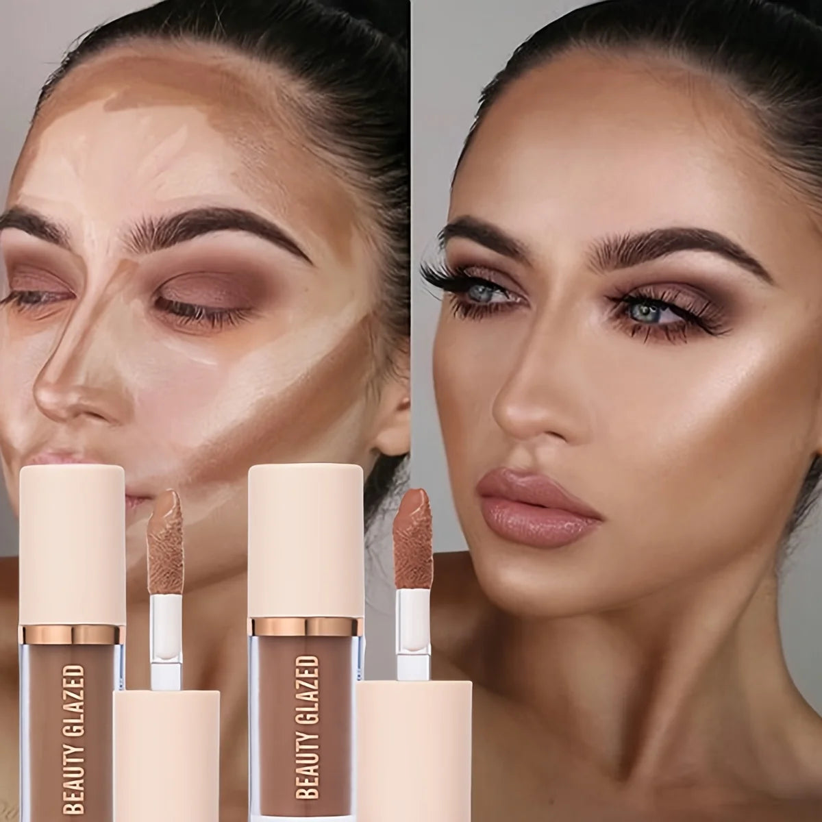 Beauty Glazed Cream Contour with Natural Shadow Effect Long-Lasting Matte Finish Waterproof Foundation Cream for Quick Coverage