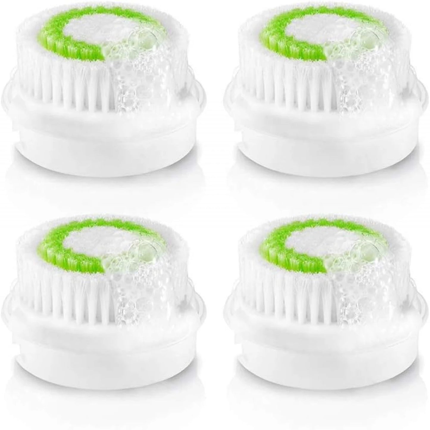 Green Exfoliating Facial Brush Heads for Acne Prone Pack of 4