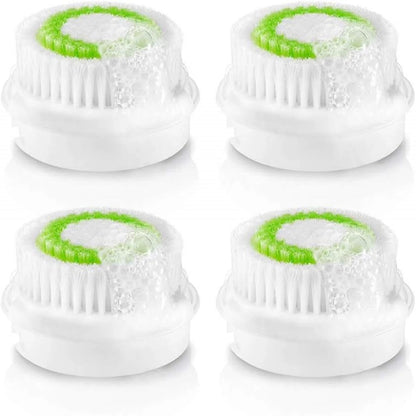 Green Exfoliating Facial Brush Heads for Acne Prone Pack of 4