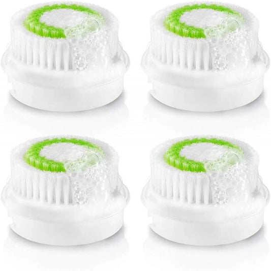 Green Exfoliating Facial Brush Heads for Acne Prone Pack of 4