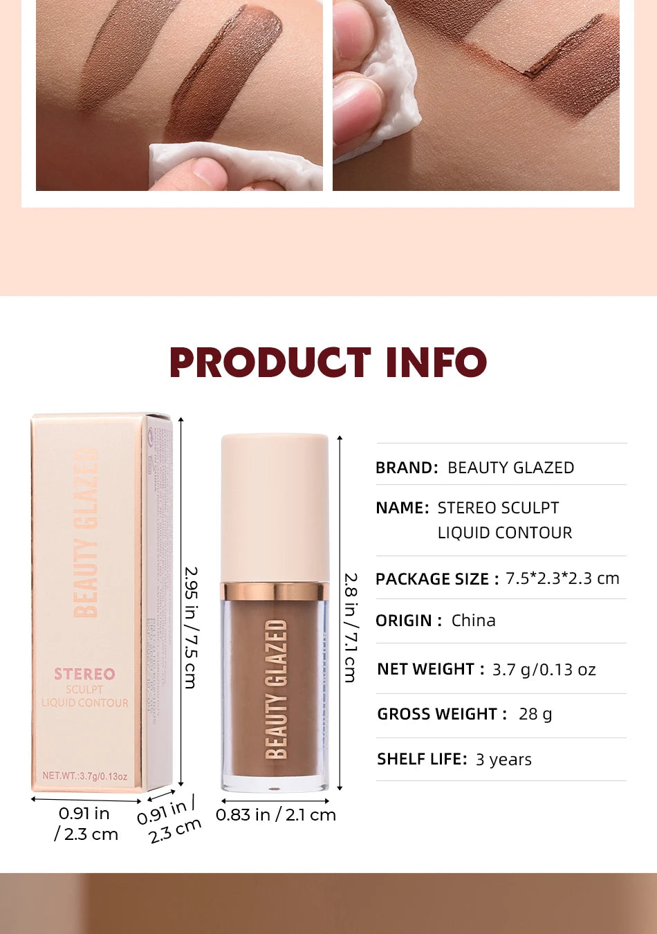 Beauty Glazed Cream Contour with Natural Shadow Effect Long-Lasting Matte Finish Waterproof Foundation Cream for Quick Coverage