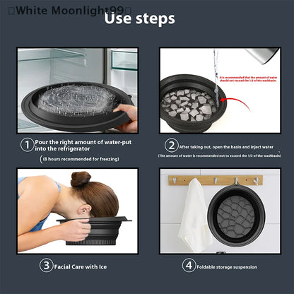 Large Bowl For Face Ice Bath Foldable Ice Bath Bowl Silicone Bowl For Dipping Face Ice Bath Ice Bath At Home〔White〕