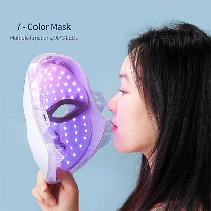 7-Color LED Wireless Facial & Neck Mask – Anti-Aging, Whitening & Skin Rejuvenation