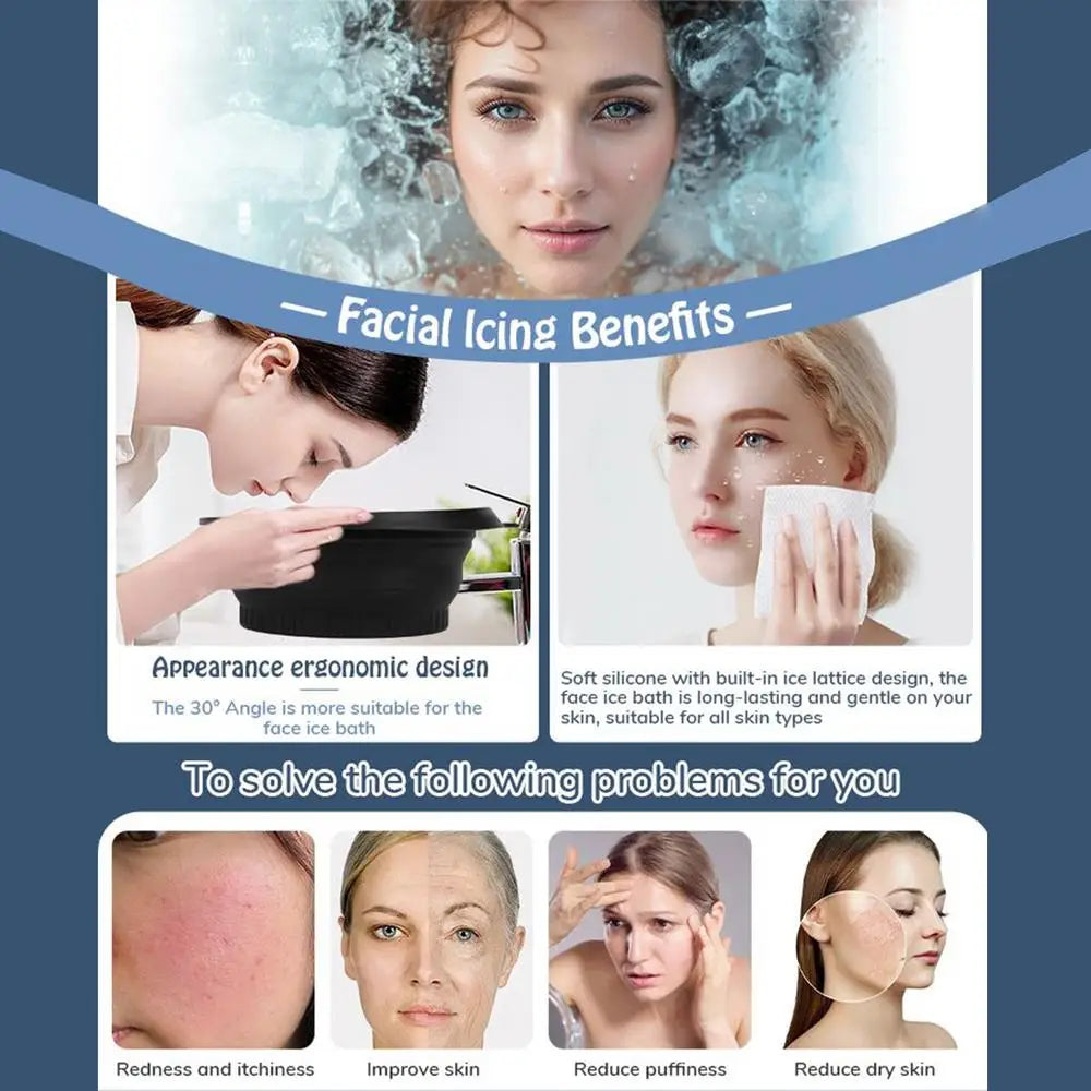 Large Bowl For Face Ice Bath Foldable Ice Bath Bowl Portable Face Dipping Bowl Foldable Silicone Wash Basin Bathroom Accessories