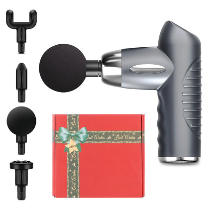 Mini Massage Gun, Muscle Massager Portable with 6 Speeds Handheld Massager with USB C Charging Port Massage Gun,4 Massage Heads