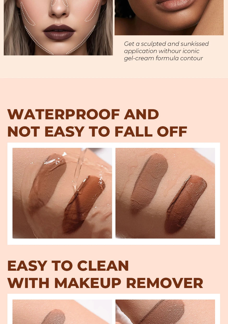 Beauty Glazed Cream Contour with Natural Shadow Effect Long-Lasting Matte Finish Waterproof Foundation Cream for Quick Coverage