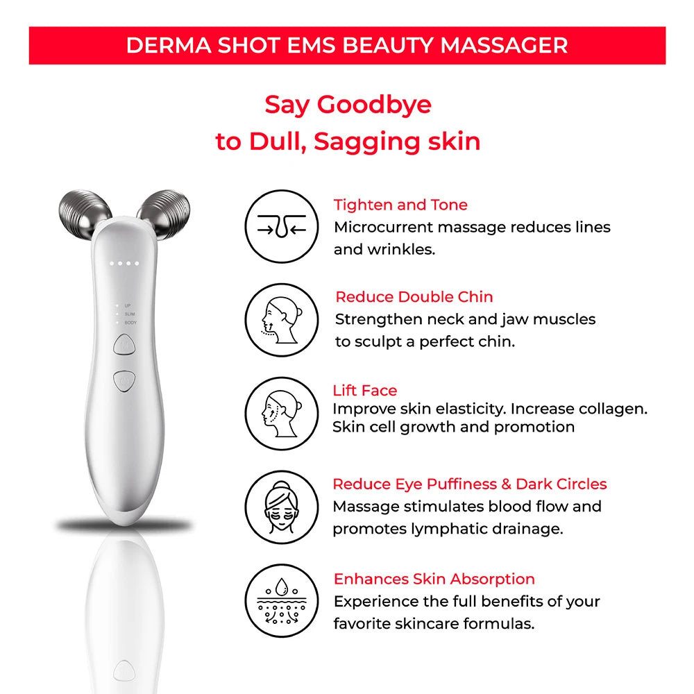EMS Face Lifting Machine Facial Massager Microcurrent Roller Skin Tightening Rejuvenation Double Chin Removal Beauty Device