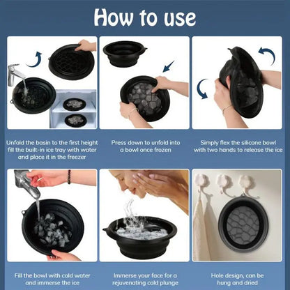 Large Bowl For Face Ice Bath Foldable Ice Bath Bowl Portable Face Dipping Bowl Foldable Silicone Wash Basin Bathroom Accessories