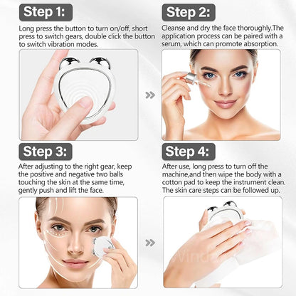 EMS Face Lifting Machine Facial Massager Microcurrent Roller Skin Tightening Rejuvenation Beauty Charging Facial Anti Wrinkle