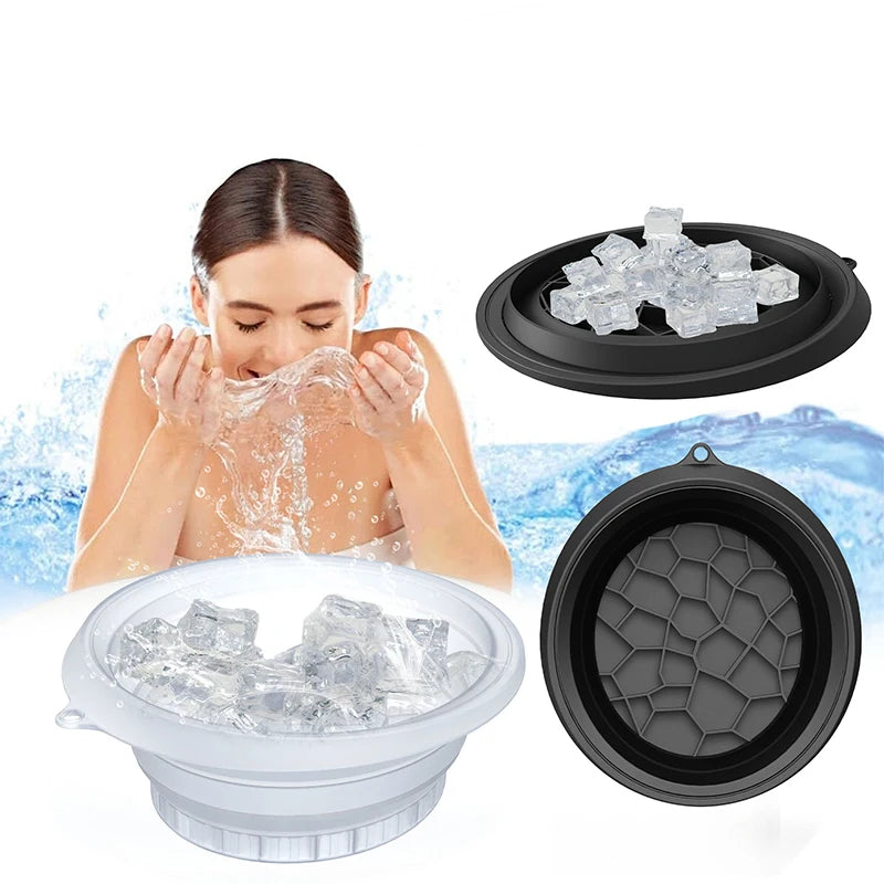 Large Bowl For Face Ice Bath Foldable Ice Bath Bowl Silicone Bowl For Dipping Face Ice Bath Ice Bath At Home〔White〕