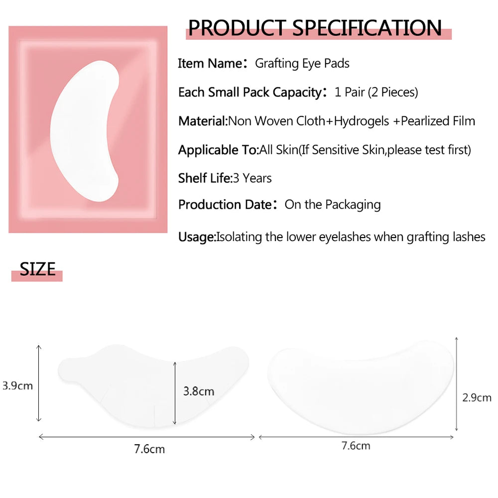 50 Pairs Eyelash Extension Patch Hydrogel Patches Gel Pad Makeup Lash Lift Tools Under Eye Patch Pads for Eyelash Extension