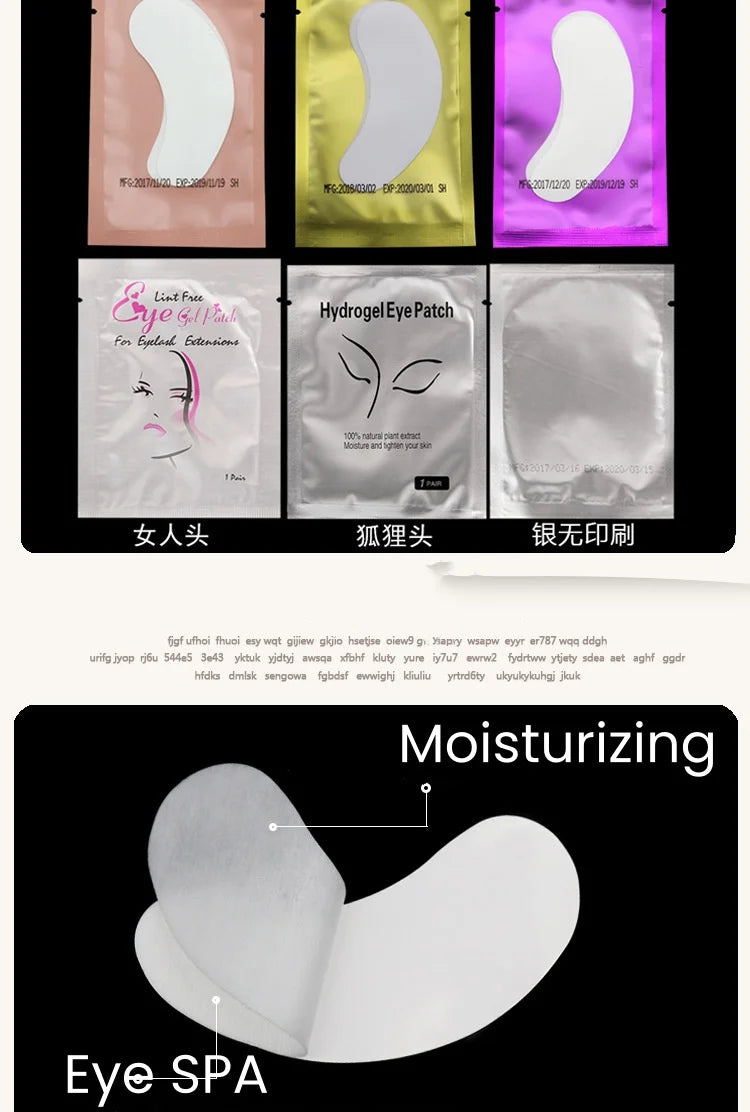 50pairs Hydrogel Eye Patches for Building Eyelash Extension Under Eye Pads Grafted Lash Stickers Beauty Tools
