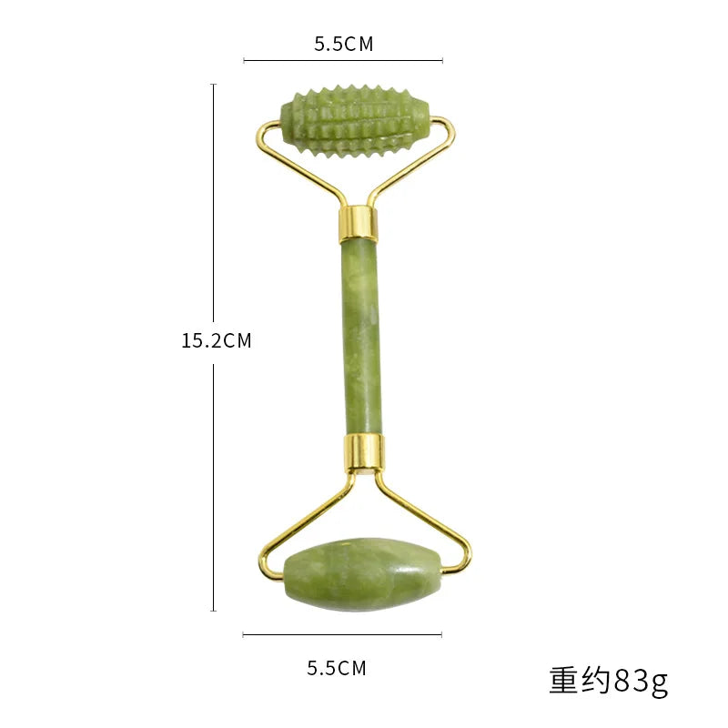 Natural Jade Roller Massager for Face Body Back Foot Massage Roller Facial Liftting Anti-wrinkle Double-end Gua Sha Jade Stone