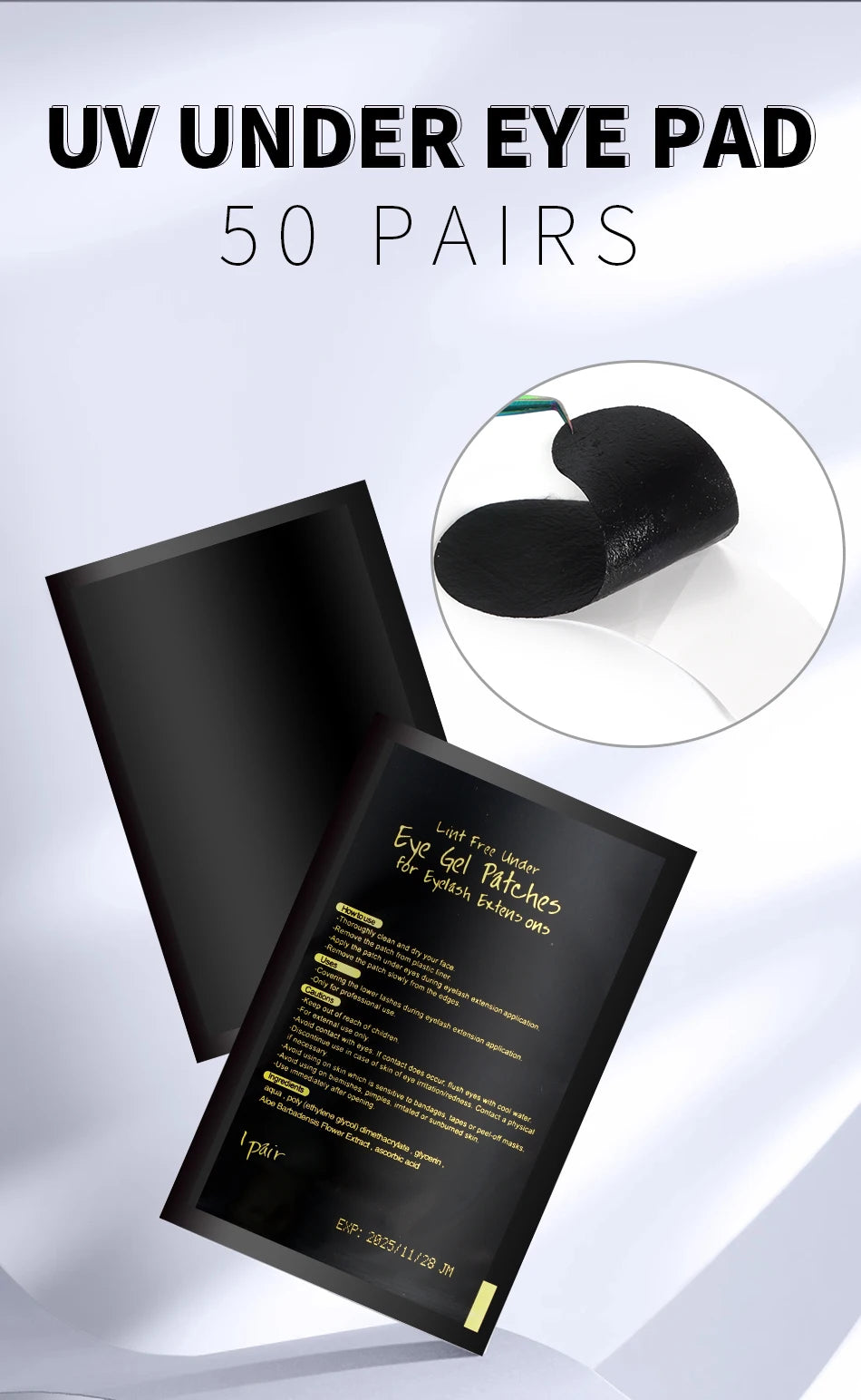 UV Patches 50pairs Hydrogel Eyelash Patch Black Pad Eyelash Patch Beauty And Moisturizing Eye Mask for Eyelash Extension Makeup
